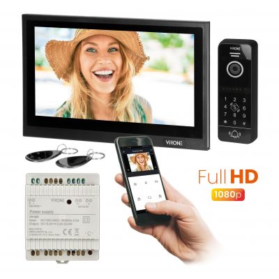 Zestaw wideodomofonowy, bezsłuchawkowy, monitor 10 cal LCD, menu OSD, WI-FI + APP na telefon, z gniazde ORNO (VDP-66/B)