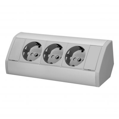 Gniazdo meblowe 3x2P+Z (Schuko), szaro-srebrne (OR-GM-9001(GS)/G)