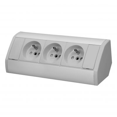 Gniazdo meblowe 3x2P+Z, szaro-srebrne (OR-GM-9001/G)