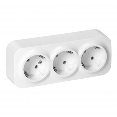 Gniazdo potrójne natynkowe ToDo 2P+Z Schuko IP20, 16A, 230V AC, 16A, 230V AC, biały, 10 sztuk (OR-OE-7209(GS)/W/10)