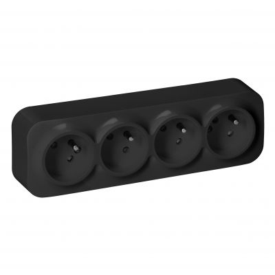 Gniazdo poczwórne natynkowy ToDo 2P+Z IP20, 16A, 230V AC, 16A, 230V AC, czarny (OR-OE-7210/B)