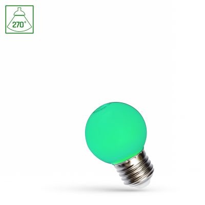 Żarówka LED KULKA E27 1W zielona (WOJ+11796)