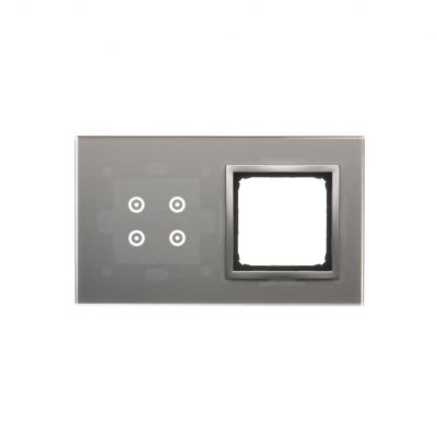 Simon 54 Touch Panel dotykowy S54 Touch 2 moduły 4 pola dotykowe + 1 otwór na osprzęt S54 srebrna mgła DSTR240/71 (DSTR240/71)