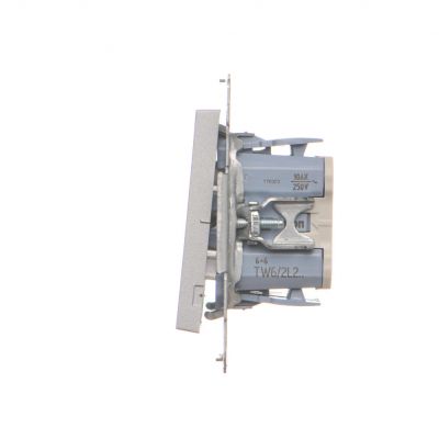 Simon 55 Łącznik schodowy podwójny z podświetleniem – osobne podświetlenie dla każdego klawisza szybkozłączka Aluminium mat TW6/2L2.01/143 KONTAKT (TW6/2L2.01/143)