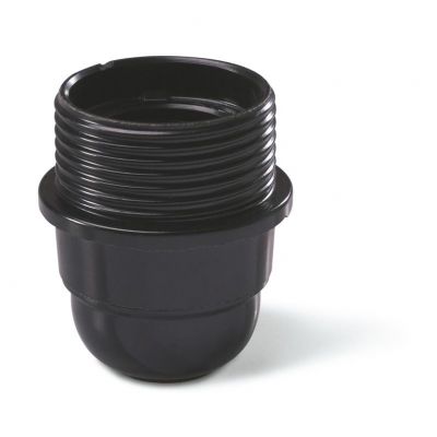 Oprawka z plastikowym gwintem, karbowana z pierścieniem E27 czarna Scame Protecta (190.6000FCG)