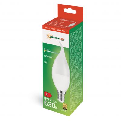 Żarówka LED ŚWIECOWA DECO E14 230V 8W 620lm 3000K ciepła biel  WOJ+14225 Spectrum Led (WOJ+14225)