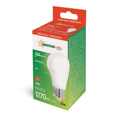 Żarówka LED E27 230V 13W GLS Eco 1200lm ciepła  WOJ+13892 Spectrum Led (WOJ+13892)