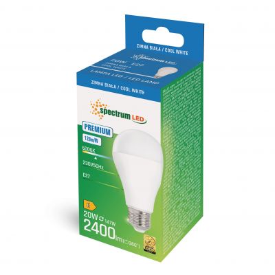 Żarówka LED E27 20W 2400lm 6000K zimna biel  WOJ+14490 Spectrum Led (WOJ+14490)