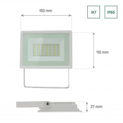 Naświetlacz LED NOCTIS LUX 3 30W barwa neutralna 230V IP65 150x110x27 biała (SLI029054NW_PW)