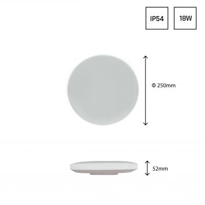 Plafon LED NYMPHEA czarna & biała RINGS 18W barwa neutralna 230V 115st IP54 FI250x52 okrągła (SLI031034NW_PW)