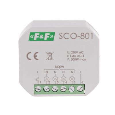 F&F ściemniacz oświetlenia bez pamięci montaż podtynkowy zasilanie 230V AC 300W SCO-801 (SCO-801)
