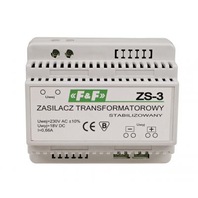 F&F zasilacz stabilizowany 18V DC 0,66A ZS-3 ZS-3 (ZS-3)