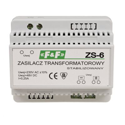 Zasilacz stabilizowany 48V DC 0,25A ZS-6 F&F (ZS-6)