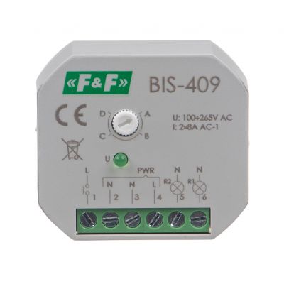 F&F Przekaźnik bistabilny 4 funkcyjny podtynkowy dwa obwody sterowania BIS-409 (BIS-409)