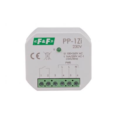F&F Przekaźnik elektromagnetyczny 1Z 16A montaż podtynkowy,U=100-265V AC,styk:1Z 16A (160A/20ms) PP-1Z-LED-230V (PP-1Z-LED-230V)