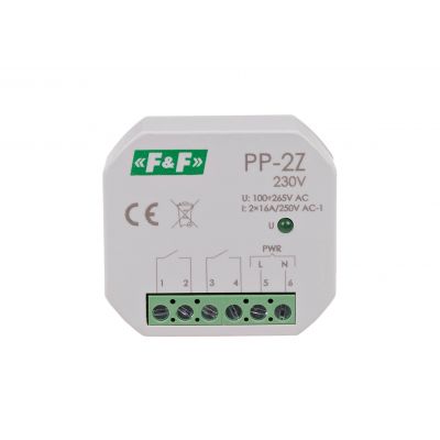F&F Przekaźnik elektromagnetyczny 2Z 16A montaż podtynkowy,w obud.PDT,U=100-265V AC styk:2Z 16A PP-2Z-230V (PP-2Z-230V)