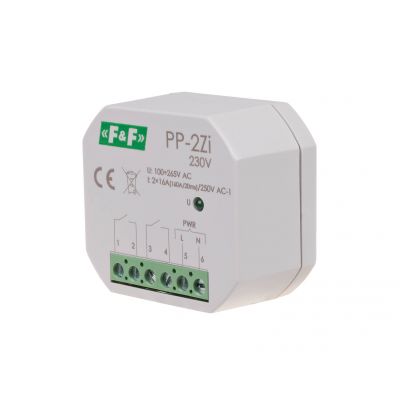 F&F Przekaźnik elektromagnetyczny 2Z 16A montaż podtynkowy 100-265V AC,styk:2Z 16A (160A/20ms) PP-2Z-LED-230V (PP-2Z-LED-230V)