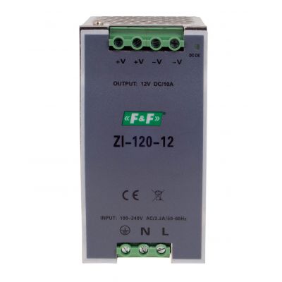 F&F zasilacz impulsowy przemysłowy Uwe=90-264V AC/120-370V DC 120W Uwy=12V DC ZI-120-12V (ZI-120-12V)