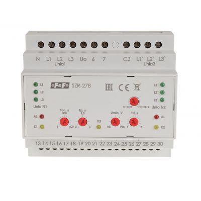 F&F Sterownik załączania rezerwy sieć 3 i 4-przewodowa 24-230V AC  SZR-278 (SZR-278)