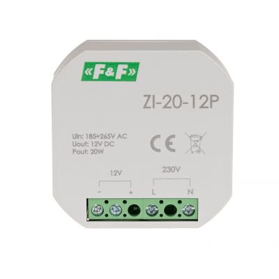 F&F Zasilacz impulsowy do puszki 12V 20W ZI-20-12P (ZI-20-12P)