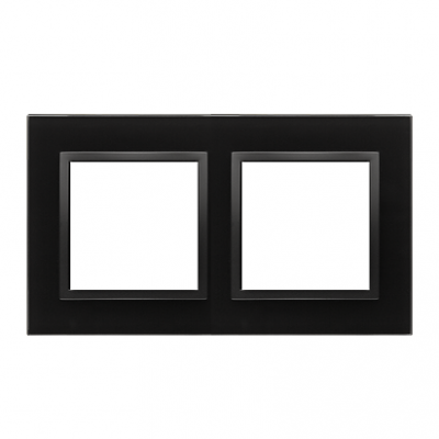 Simon 54 Nature Ramka 2-krotna Szkło wulkaniczna lawa (czarny mat) DRN2/75 KONTAKT (DRN2/75)