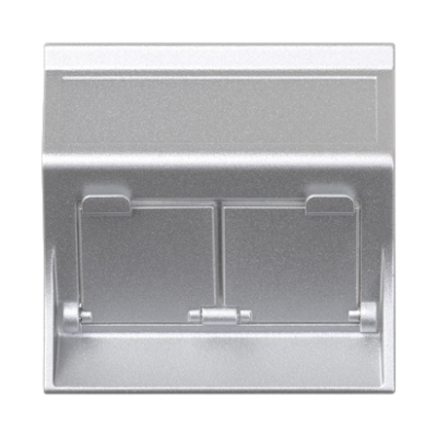 Simon Connect Płytka S500 2x RJ z osłonami skośna do adapterów MD aluminium 50000086-033 KONTAKT (50000086-033)