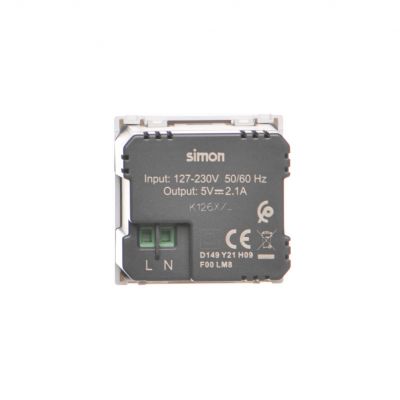 Simon Connect USB ładowarka K45 (45x45) gniazdo typ A 5V/21A czysta biel K126E/9 KONTAKT (K126E/9)