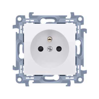 Simon 10 Gniazdo wtyczkowe z uziemieniem pojedyncze z przesłonami torów prądowych 16A 250V szybkozłączka biały CGZ1CZ.01/11 KONTAKT (CGZ1CZ.01/11)