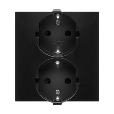 Simon 54 Gniazdo Schuko z przesłonami podwójne 16A 250V zaciski śrubowe czarny DGSz2Z/49 KONTAKT (DGSz2Z/49)