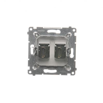 Simon 54 Gniazdo HDMI podwójne  srebrny mat DGHDMI2.01/43 (DGHDMI2.01/43)
