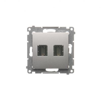 Simon 54 Gniazdo HDMI podwójne  srebrny mat DGHDMI2.01/43 (DGHDMI2.01/43)