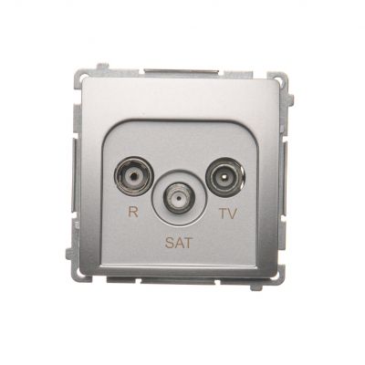 Simon Basic Gniazdo antenowe R-TV-SAT końcowe . 1x wejście: 5 MHz–24 GHz srebrny mat   *Może być użyte jako gn.zakończ. do gn.przelot. R-TV-SAT BMZAR-SAT1.3/1.01/43 (BMZAR-SAT1.3/1.01/43)