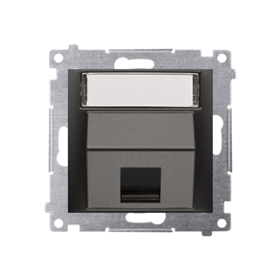 Simon 54 Pokrywa gniazd teleinformatycznych na Keystone skośna pojedyncza z polem opisowym . Montaż na łapki i wkręty czarny DKP1S.01/49 KONTAKT (DKP1S.01/49)