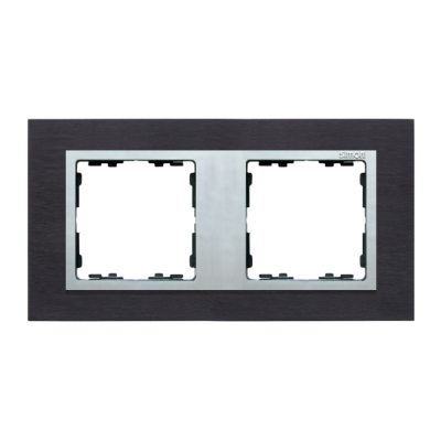 Simon 82 Nature Ramka 2-krotna Nature-metal Inox czarny / pierścień aluminium 82927-38 KONTAKT (82927-38)