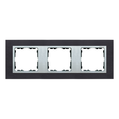 Simon 82 Nature Ramka 3-krotna Nature-metal Inox czarny / pierścień aluminium 82937-38 KONTAKT (82937-38)