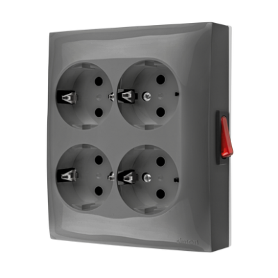 Simon Aquaclick Gniazdo wtyczkowe IP20 Schuko poczwórne 4-krotne z wbudowanym wyłącznikiem 16A 250 V~ zaciski śrubowe, szary ACGSZN4W1/16 KONTAKT (ACGSZN4W1/16)