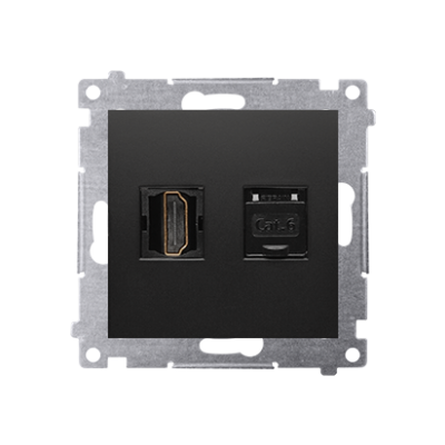 Simon 54 Gniazdo HDMI + RJ45 kat.6. czarny DGHRJ45.01/49 KONTAKT (DGHRJ45.01/49)