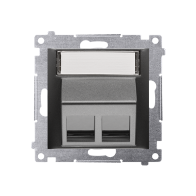 Simon 54 Pokrywa gniazd teleinformatycznych na Keystone skośna podwójna z polem opisowym . Montaż na łapki i wkręty czarny DKP2S.01/49 KONTAKT (DKP2S.01/49)