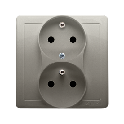 Simon Basic Gniazdo wtyczkowe z uziemieniem podwójne z funkcją niezmienności faz z przesłonami 16A 250V zac. śrubowe. Kompletne - nie do ramek satynowy BMGZ2TZ/29 KONTAKT (BMGZ2TZ/29)