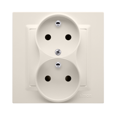 Simon 10 Gniazdo wtyczkowe z uziemieniem podwójne z funkcją niezmienności faz z przesłonami 16A 250V zaciski śrubowe. Kompletne - nie do ramek krem CGZ2TZ/41 KONTAKT (CGZ2TZ/41)