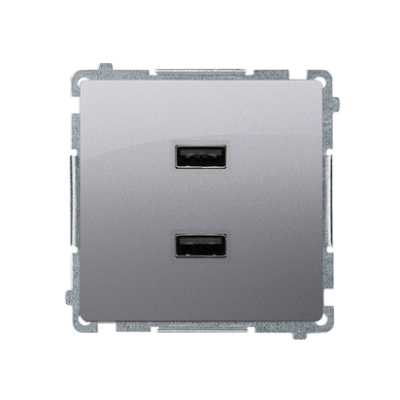 Simon Basic Ładowarka 2 x USB 2.1 A 5V DC 230V stal inox BMC2USB.01/21 KONTAKT (BMC2USB.01/21)
