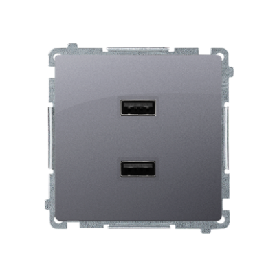 Simon Basic Ładowarka 2 x USB 2.1 A 5V DC 230V srebrny mat BMC2USB.01/43 KONTAKT (BMC2USB.01/43)