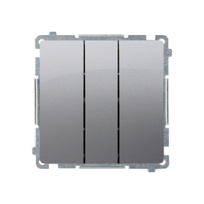 Simon Basic Przycisk potrójny 10A 250V szybkozłączka stal inox BMP31.01/21 KONTAKT (BMP31.01/21)