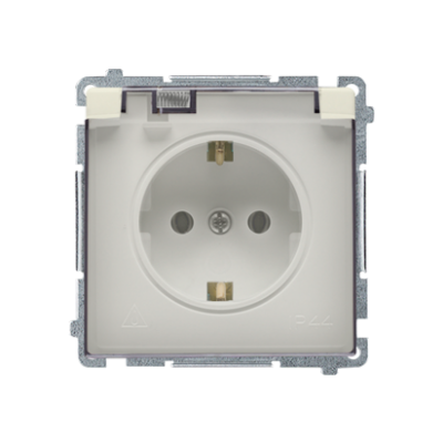 Simon Basic Gniazdo wtyczkowe Schuko do wersji IP44 z przesłonami 16A 250Vzaciski śrubowe klapka transparentna beż BMGSZ1BZ.01/12A KONTAKT (BMGSZ1BZ.01/12A)