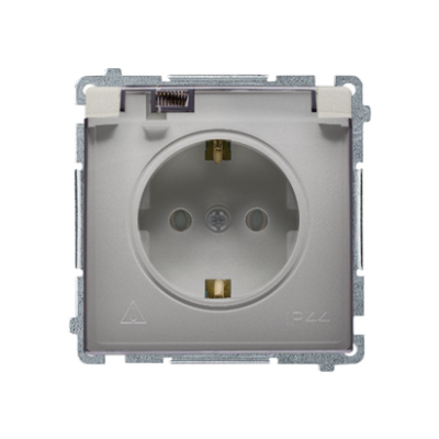 Simon Basic Gniazdo wtyczkowe Schuko do wersji IP44 z przesłonami 16A 250Vzaciski śrubowe satynowy. Klapka transparentna BMGSZ1BZ.01/29A KONTAKT (BMGSZ1BZ.01/29A)