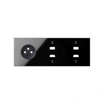 Simon 100 Panel 3-krotny: 1 gniazdo + 1 HDMI + 1 USB + 1 HDMI + 1 USB czarny 10020318-138 (10020318-138)
