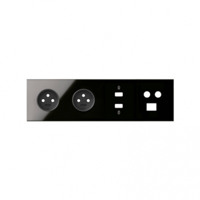 Simon 100 Panel 4-krotny: 2 gniazda + HDMI + USB + TV/SAT+ RJ45 czarny 10020406-138 KONTAKT (10020406-138)