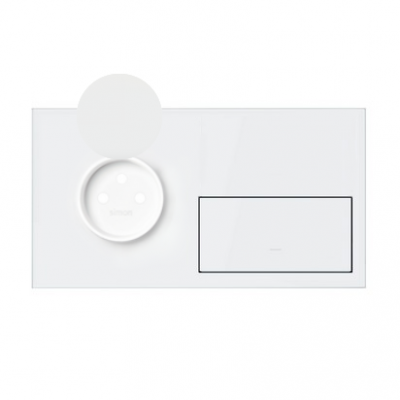Simon 100 Panel 2-krotny IP44: 1 gniazdo + 1 klawisze biały mat 10020192-230 KONTAKT (10020192-230)