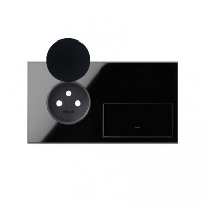 Simon 100 Panel 2-krotny IP44: 1 gniazdo + 1 klawisze czarny 10020192-138 KONTAKT (10020192-138)