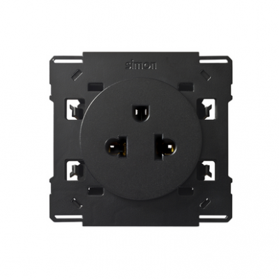 Simon 100 Gniazdo standard europejsko-amerykański (mechanizm bez ramki montażowej) 15/16 A 127/250 zaciski śrubowe czarny 10000439-138 KONTAKT (10000439-138)